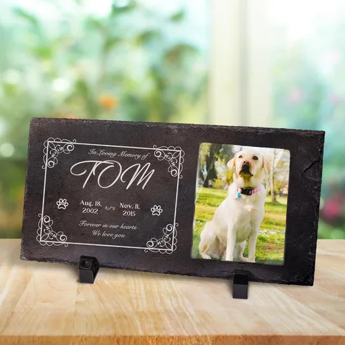 Vista 12 de Farfume Piedras conmemorativas personalizadas para mascotas con foto y texto Marcadores personalizados para tumbas para mascotas Lápidas