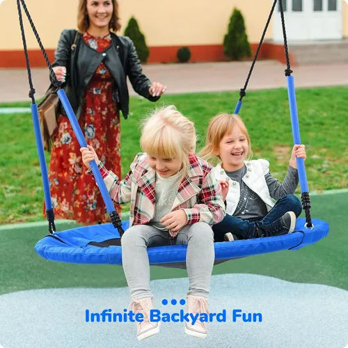 Vista 6 de Trekassy Columpio redondo para árbol de 700 libras de 40 pulgadas con asas para niños y adultos, Oxford 900D, impermeable, 2 correas para colgar
