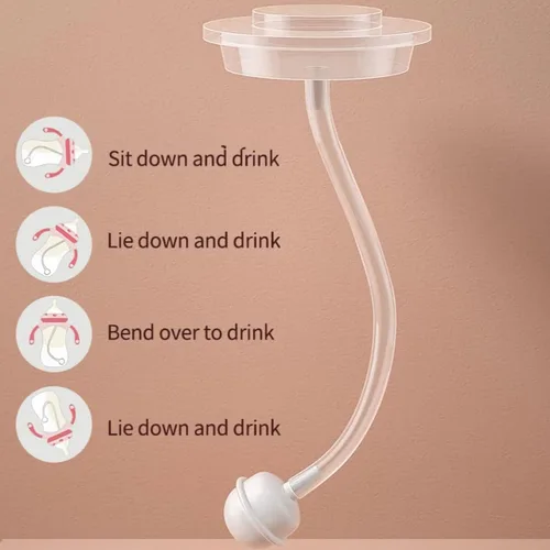 Vista 7 de Botellas para bebé Oberni, botellas de leche para niños con pajita con peso y asa antideslizante, tamaño + flujo rápido variable, 12+ meses, sin