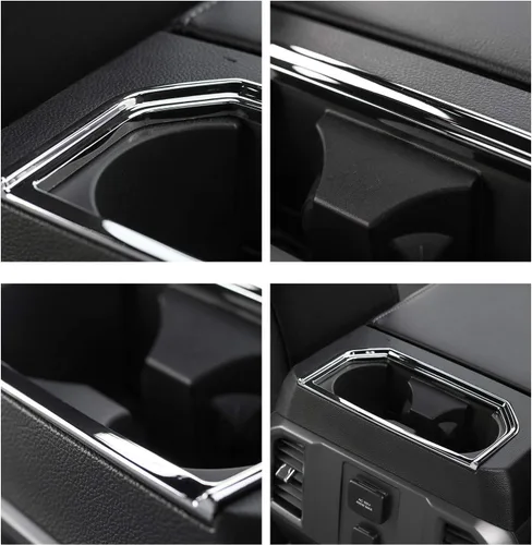 Vista 4 de JeCar Cubierta cromada del portavasos del asiento trasero para Ford F150 2015-2020