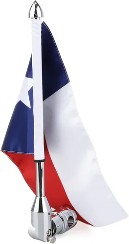 Vista 5 de GUAIMI Soporte de bandera plegable para motocicleta, asta de bandera ajustable con bandera del estado de Texas Cromado