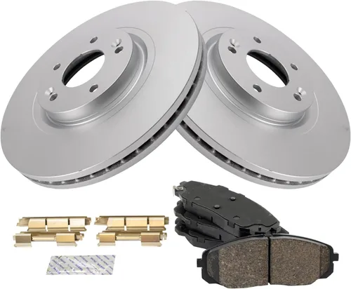 Vista 26 de TRQ Juego de pastillas de freno delantero y rotores con revestimiento de cerámica compatible con Jeep Compass Patriot 2017