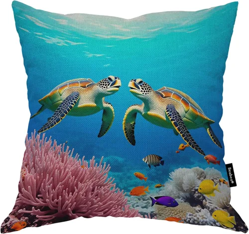 Vista 25 de Funda para cojín Beabes de 18"X18" con ancla, diseño náutico azul y blanco a rayas, funda de almohada cuadrada de algodón y lino para el hogar