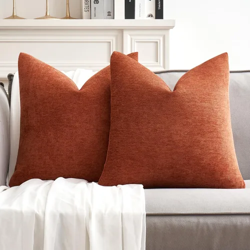 Vista 18 de MIULEE - Pack de 2 fundas de almohada decorativas beige de 16x16 pulgadas, cojines suaves de chenilla para sofá, fundas de cojín de estilo casa