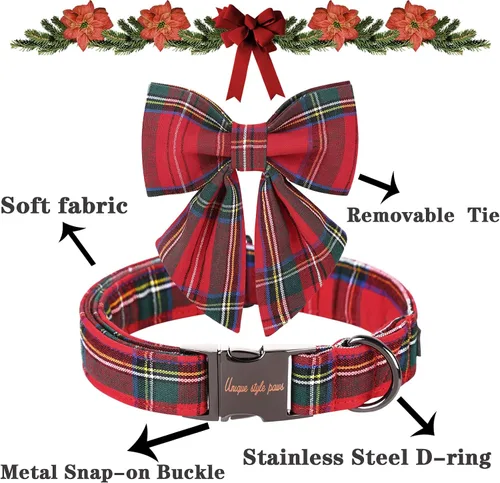 Vista 47 de Unique style paws - Collar para perros con corbatín, collar ajustable para perros y gatos, pequeño, mediano y grande
