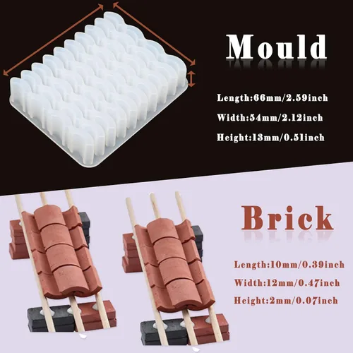 Vista 3 de ERDAN - Molde miniatura de ladrillo rojo, molde de mini azulejos, molde de silicona suave, mini ladrillo falso