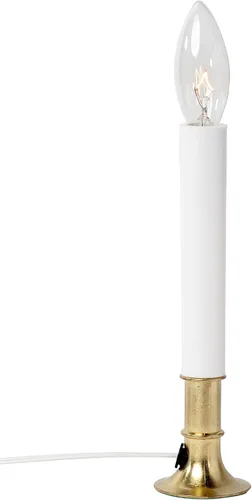 Vista 2 de Creative Hobbies Lámpara de vela eléctrica para ventana con base chapada en latón, interruptor de encendido/apagado, bombilla, lista para usar