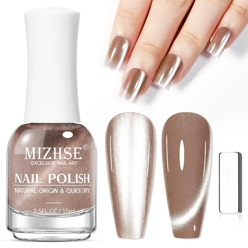 Vista 10 de MIZHSE Esmalte de uñas 9D de secado rápido, esmalte de uñas magnético azul-violeta