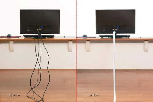 Vista 11 de Alex Tech Protector de cable de 10 pies y 1/2 de pulgada, funda dividida para cable USB, cable de alimentación, de audio y video, protege los cables
