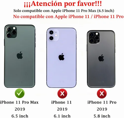 Vista 2 de Funda para iPhone 11 Pro Max con cubierta para lente de cámara, protector de pantalla HD, protección contra caídas de grado militar, soporte