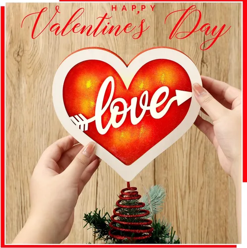 Vista 5 de Decoración para árbol de madera para el día de San Valentín Rojo