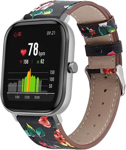 Vista 9 de Correa de reloj de cuero compatible con Amazfit Active 2/GTS 4 4mini 3 2 2e 2 mini >R 1.654 in y Bip 3/Bip 3 Pro/Bip U Pro/Bip/Bip Lite/Bip S/Bip S