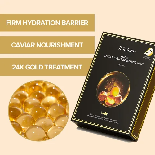 Vista 6 de JMsolution Paquete de mascarillas faciales - Caracol rosa - Máscara de caviar dorada iluminadora-Colágeno