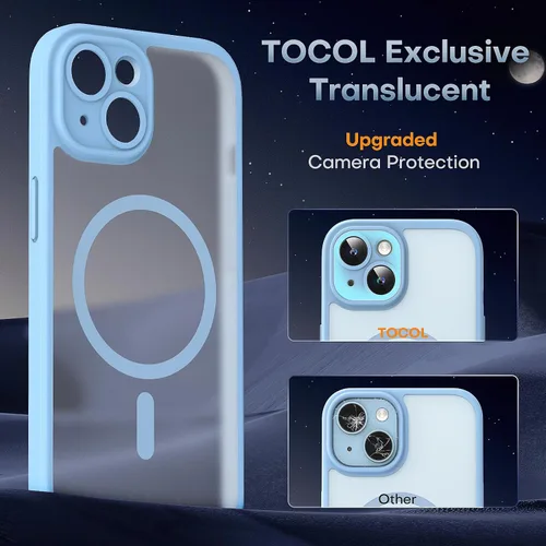 Vista 353 de TOCOL Funda para iPhone 11, compatible con Magsafe, protección completa de cámara, imanes integrados, protección contra caídas, funda translúcida