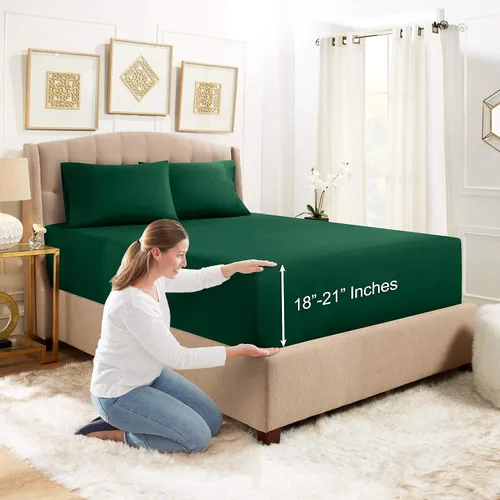 Vista 39 de Empyrean Bedding - Sábanas bajeras tamaño Queen, con sábana de cajón extra profunda – Juego de sábanas bajeras extra profundas, de 24 pulgadas