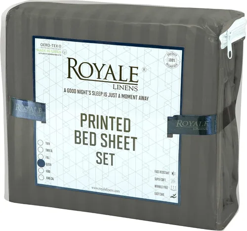 Vista 9 de ROYALE LINENS Juego de sábanas de 3 piezas individual XL, microfibra suave cepillada de 1800, 1 sábana bajera, 1 sábana encimera, 1 funda de Stripe