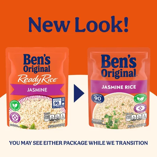 Vista 4 de BEN'S ORIGINAL Arroz Jazmín Listo para Comer, Arroz Fácil para la Cena, Bolsa de 8.5 oz (Paquete de 12)