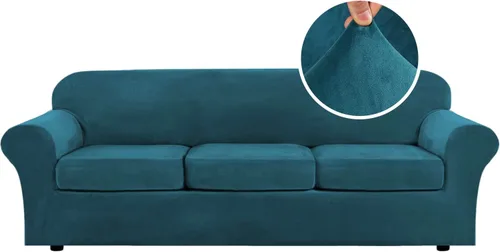 Vista 35 de H.VERSAILTEX - Funda elástica para sofá de 2 piezas, funda protectora de terciopelo, suave, con parte inferior elástica, con un ancho de hasta 49