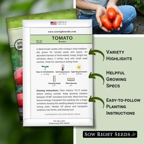 Vista 2 de Sembrar semillas adecuadas: semillas de tomate Roma para plantar variedad heredada determinada Popular non-GMO plum tomatoes for planting