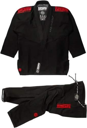 Vista 2 de Tatami Fightwear Estilo Black Label Jiu Jitsu Gi para hombre con chaqueta de tejido perla premium de 550 GSM, pantalones BJJ y bolsa
