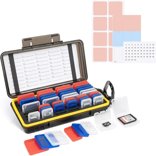 Vista 12 de Funda para tarjetas SD de 36 ranuras con 36 fundas individuales de plástico transparente para 36 tarjetas SD SDXC SDHC, resistente al agua