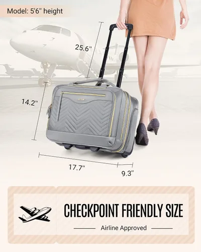 Vista 5 de LIGHT FLIGHT Rolling Laptop Bag Rolling Briefcase for Women Computer Bag with Wheels Case for Carry on Travel Work Business