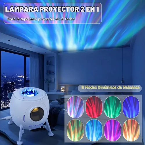Vista 2 de Lander - Proyector de astronauta con luz nocturna, altavoz integrado Space Man Buddy LED, planetario, lámpara de astronauta, regalos con modo