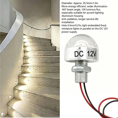 Vista 7 de Paquete de 5 mini luces LED de 12 V y 1 W, aluminio, plata
