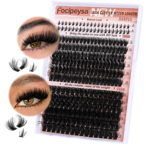 Vista 23 de Racimos de Pestañas de Volumen Completo DIY Extensión de Pestañas 10-18MIX Racimos de Pestañas Curvadas en D 200D Pestañas Individuales Onduladas