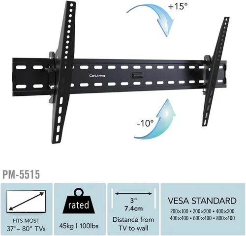 Vista 7 de Sonax Soporte de pared para pantalla plana inclinable para TV de 32 pulgadas a 65 pulgadas