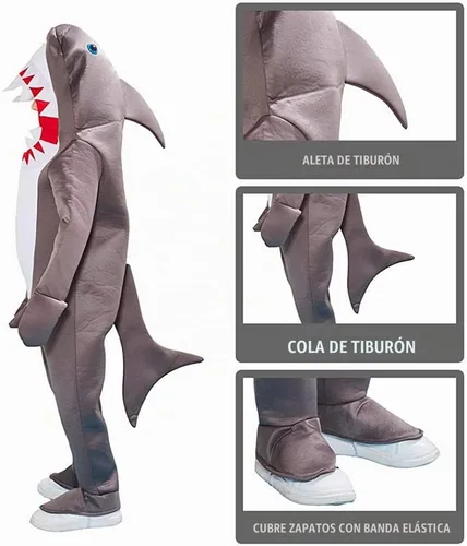 Vista 7 de EraSpooky Disfraz con capucha de tiburón para niños, disfraz de animales lindos para Halloween