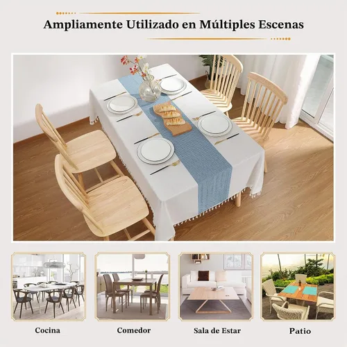 Vista 6 de Laolitou - Mantel para mesa de comedor, mantel rústico estilo de granja para cocina y mesa auxiliar, tela de lino de algodón, manteles rectangulares