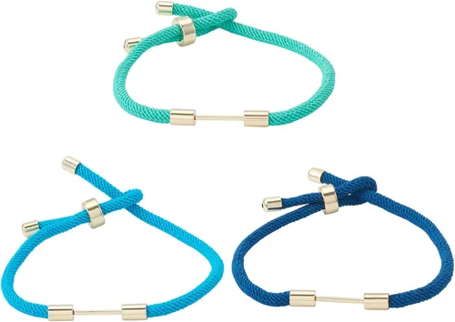 Vista 15 de 10 piezas de pulseras de cordón trenzado de nylon para hacer pulseras deslizantes ajustables con accesorios de latón dorado para accesorios de Negro