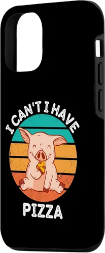 Vista 2 de iPhone 15 Vintage Pig I Can't I Have Pizza Lover Retro Pizza Case