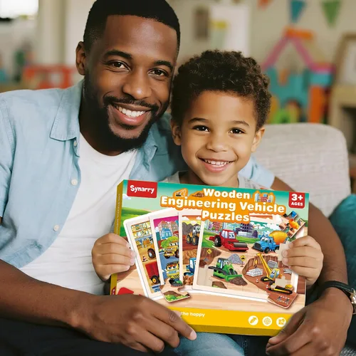 Vista 7 de SYNARRY - Rompecabezas grandes de madera para niños de 4 a 6 años Monster Truck Puzzles for Kids Ages 3-5, Birthday Gifts for Boys & Girls