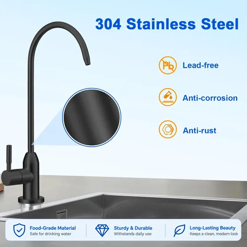 Vista 4 de Grifo de agua potable de vástago largo - para sistema de ósmosis inversa Negro