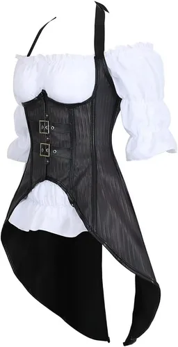 Vista 2 de Vestido de corsé, talla grande, para mascarada, gótico, brocado, encaje, gótico, conjunto de falda bustier