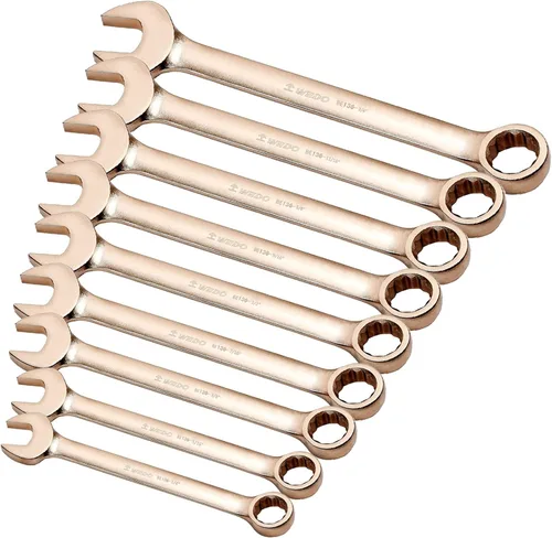 Vista 14 de WEDO Llave combinada sin chispas, llave combinada de seguridad sin chispas, bronce de aluminio, forja, DIN 3113, certificado BAM y FM, tamaño 1