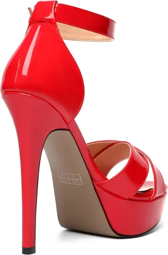 Vista 82 de MODENCOCO Sandalias de boda con correa de tobillo sexy para mujer, con plataforma y puntera abierta, tacón de aguja y tacón alto, zapatos de vestir