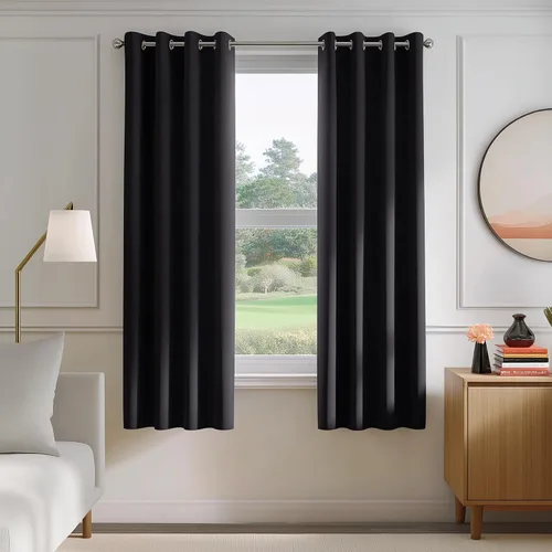 Vista 51 de FMFUNCTEX - Cortinas 100% opacas color beige de 40 x 63 pulgadas para dormitorio, 2 paneles Black out Drapes, Thermal Insulated Noise Reducing