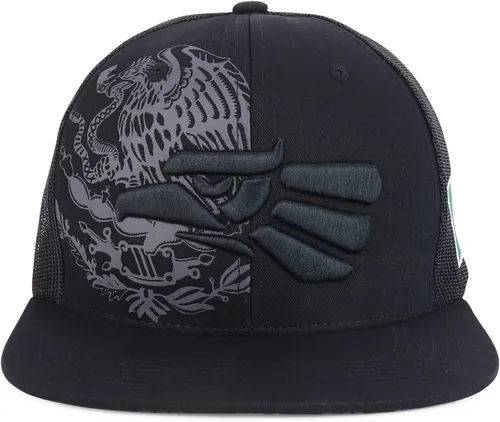 Vista 2 de Trendy Apparel Shop XXL Hecho En Mexico Eagle 3D Bordado Flatbill Snapback Mesh Cap