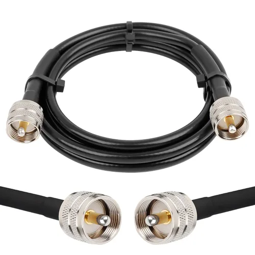 Vista 15 de MOOKEERF RG8x Cable de puente 1 pie, paquete de 2 PL259 Cable coaxial CB de puente 50 Ohm, extensión de antena CB de baja pérdida UHF PL259 macho a