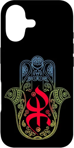 Vista 32 de Funda para iPhone 13 Pro Max Khamsa Amazigh Berber con símbolo de Yaz con colores vibrantes de la bandera