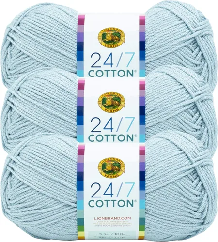 Vista 21 de Lion Brand Yarn - Hilo ligero 24/7 de algodón para tejer, hacer ganchillo y manualidades, Ámbar, paquete de 1 Light Worsted 100% Mercerized Cotton
