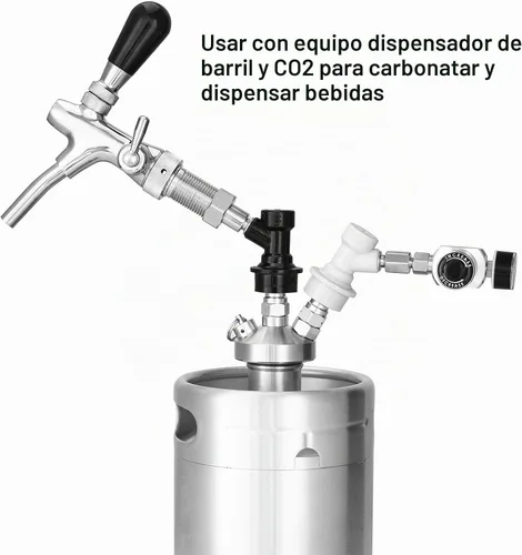 Vista 3 de TMCRAFT Mini dispensador de barriles, mini lanza de barril de acero inoxidable, conector de cerveza de ajuste rápido con manguera de cerveza de 50