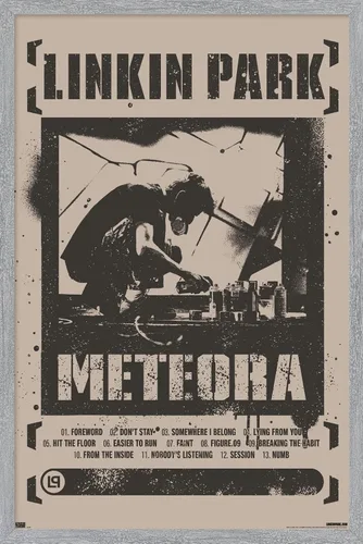 Vista 8 de Linkin Park - Póster de pared Meteora, 22.4 pulgadas de largo x 14.7 pulgadas de ancho, versión rubia enmarcada