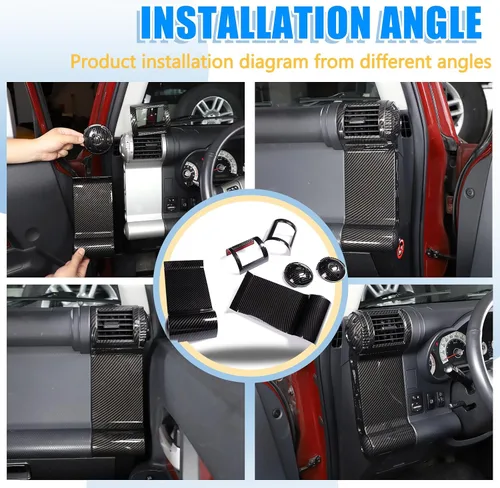 Vista 6 de Panel decorativo de marco de salida de aire lateral de tablero de automóvil ABS para Toyota FJ Cruiser (XJ10) 2007-2022, kit de ventilación de aire