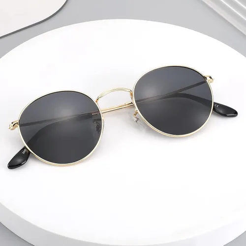 Vista 5 de Pro Acme Gafas de sol polarizadas de metal redondas pequeñas para mujer, estilo retro de diseñador