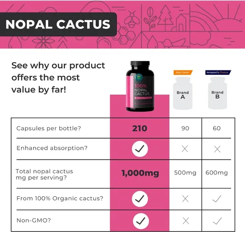 Vista 4 de Paquete de bergamota cítrica y cactus nopalo, 180 cápsulas de bergamota cítrica, 240 cápsulas de cactus nopal, 1500 mg de cactus tuno secado al sol