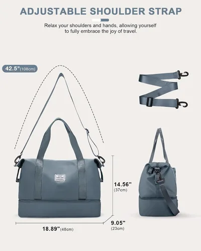 Vista 6 de Bolsa de viaje para mujer, bolsa deportiva para gimnasio, E2-JewelBlue